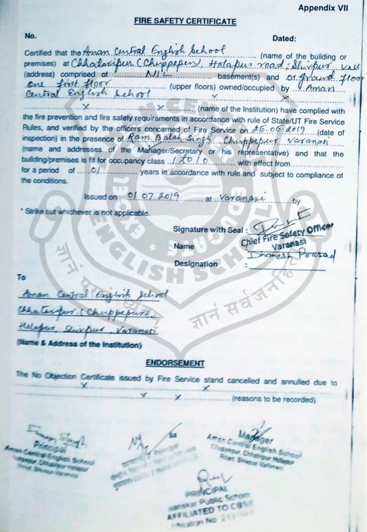 Fire Safety Certificate